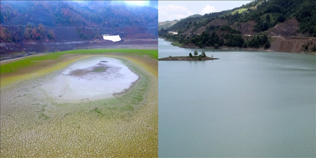 Kuraklıktan etkilenen Hasanlar Barajı son yağışlarla suya doydu