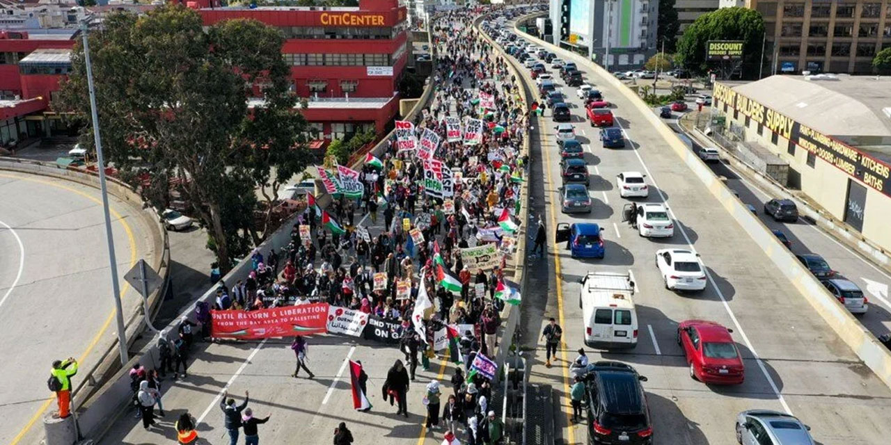 ABD'de otoyol kapatan Filistin'e destek yürüyüşü